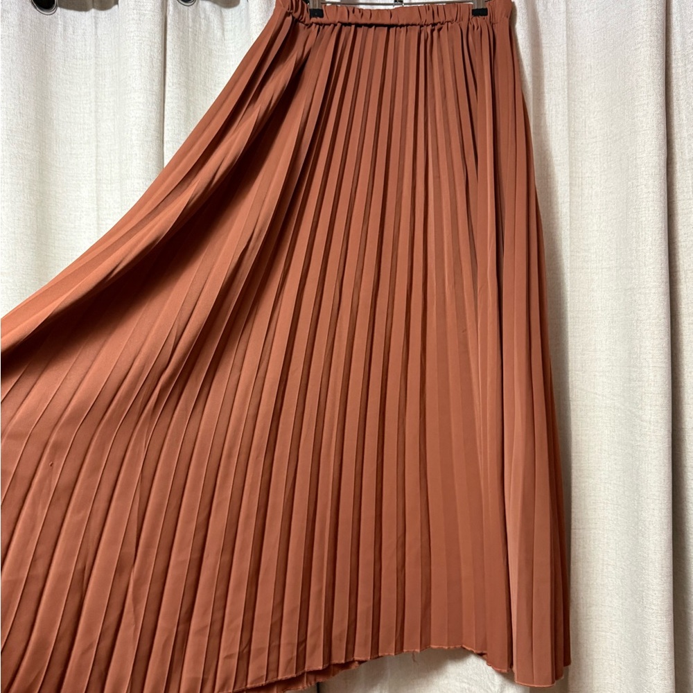 SHEIN Terracotta A-Line Pleated Skirt